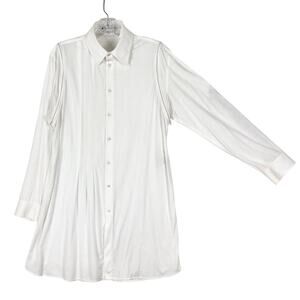 Nwot Y-3 YOHJI YAMAMOTO ADIDAS Dress Shirt M White Zip-Off-Collar&Long-Slv BtnUp